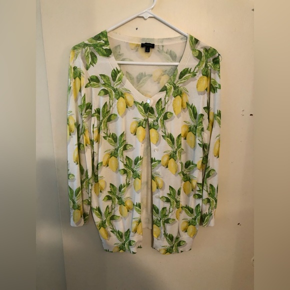 Talbots Sweaters - Talbots Lemon Print Cardigan size L
